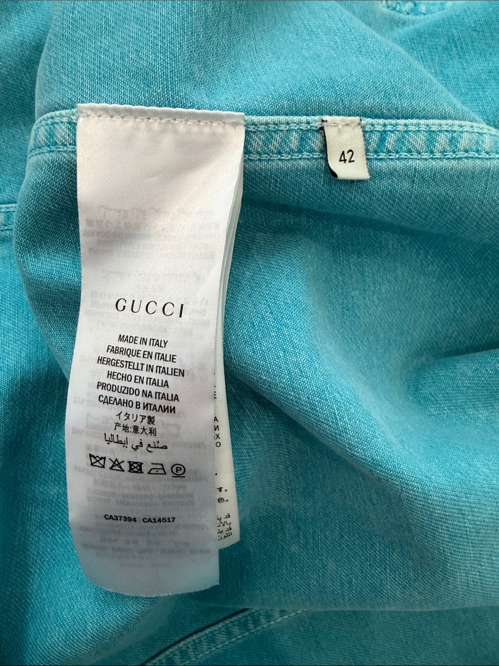 Gucci Turquoise Denim Jacket with Cherry Patch - Picture 10 of 16